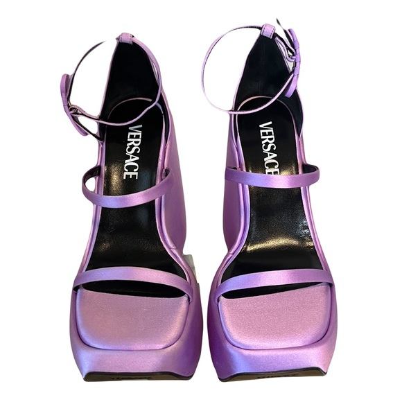 As see on Dua Lipa VERSACE WEDGE PLATFORM SANDALS - Picture 3 of 13